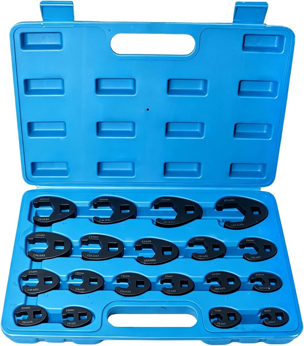 19-delige ravenvoetsleutelset - metrische Crowfoot-sleutels 8-32 mm - CR-MO staal - hoge draaimomentsterkte - ShopVlot
