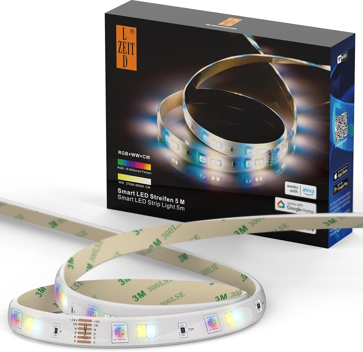 LED Strip 5 m - 24 V RGBCCT - 90 LEDs/m - App bediening voor sfeervolle verlichting - ShopVlot