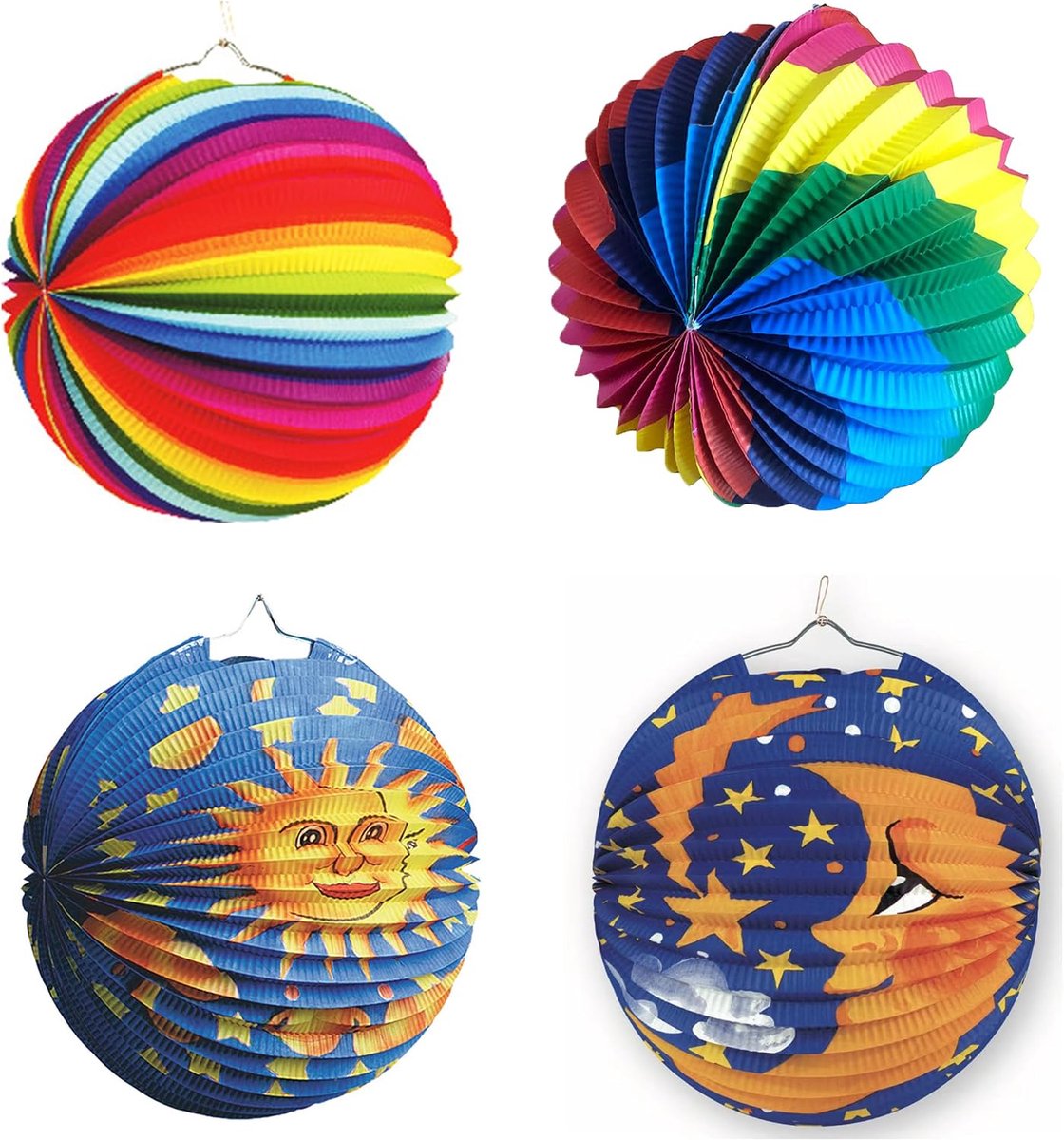 Papieren lantaarns set van 4 - Multikleur - Ronde lantaarns - Perfect voor feestdecoratie - ShopVlot
