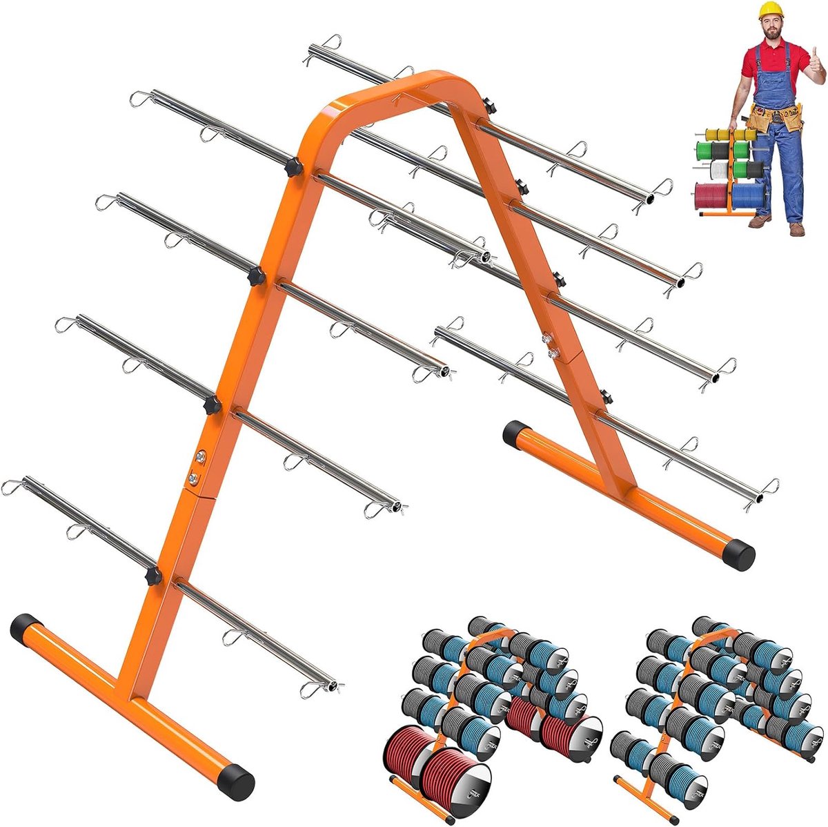 Draagbaar draadspoelrek 20,3 cm - Heavy-Duty staal - Robuuste constructie - Efficiënte opslag en dosering - ShopVlot