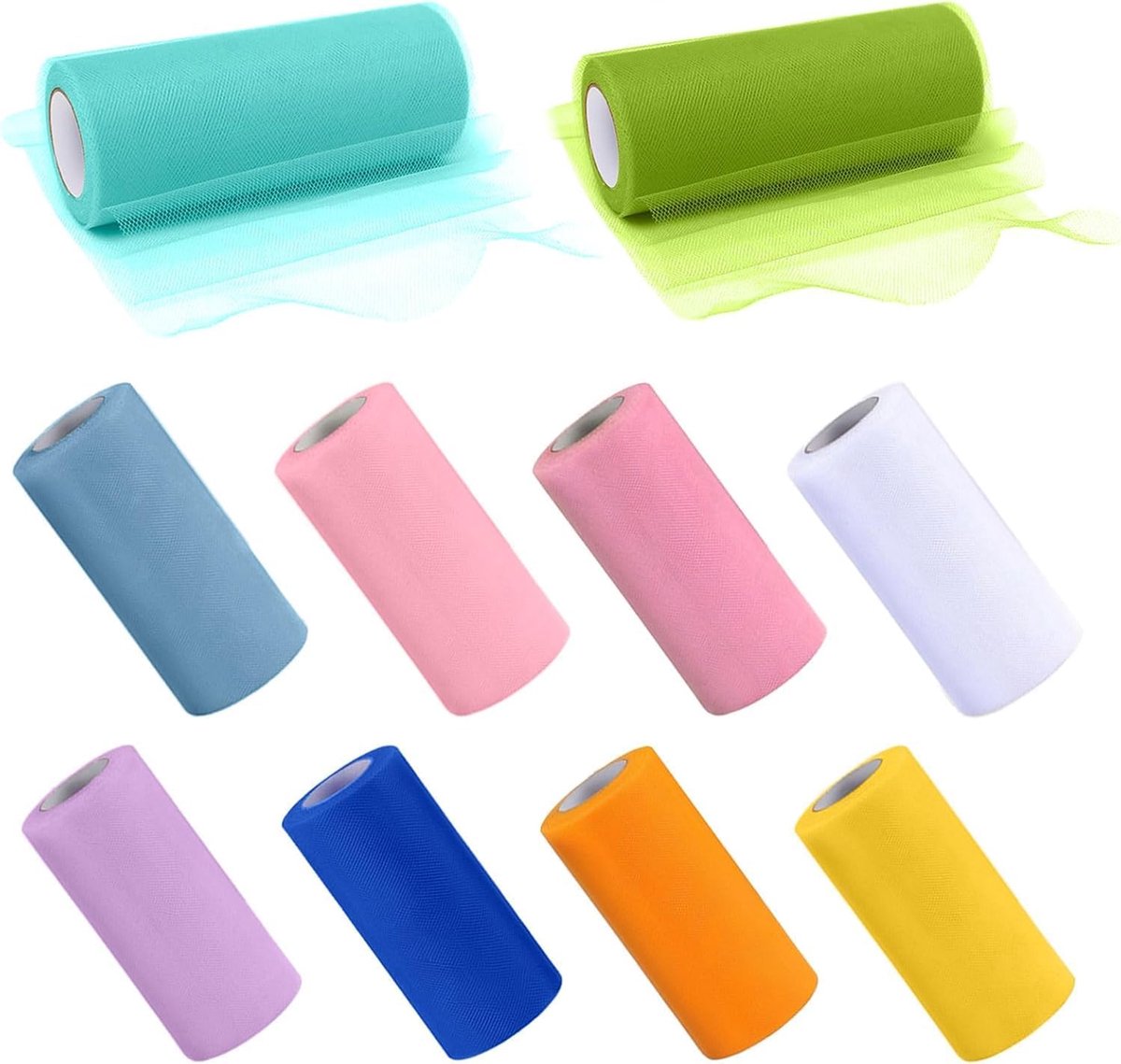 Tuleband 10 rollen - lichte tulestof - transparant - perfect voor bruiloftdecoratie - ShopVlot