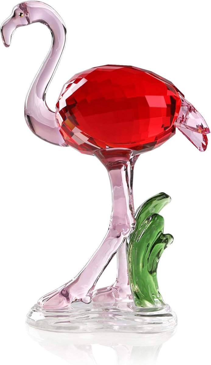 Flamingo beeldje - K9 kristal - Handgemaakt ornament - Elegante decoratie voor thuis - ShopVlot