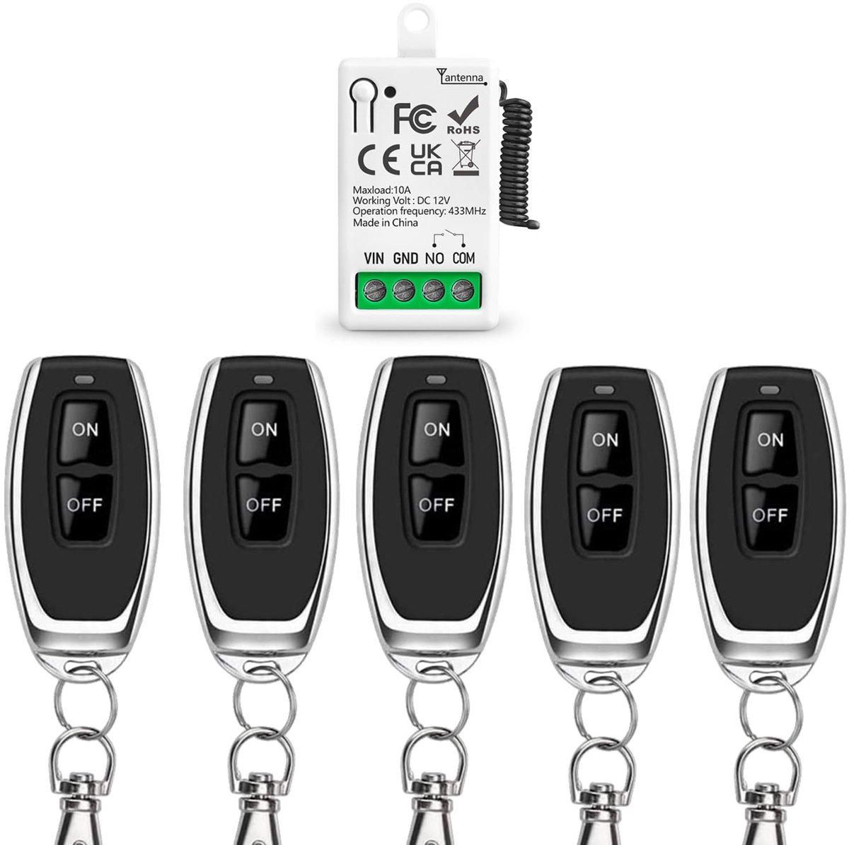 Draadloze afstandsbediening schakelaar - DC 12V met 5 zenders - passieve droge contactcontroller - ShopVlot
