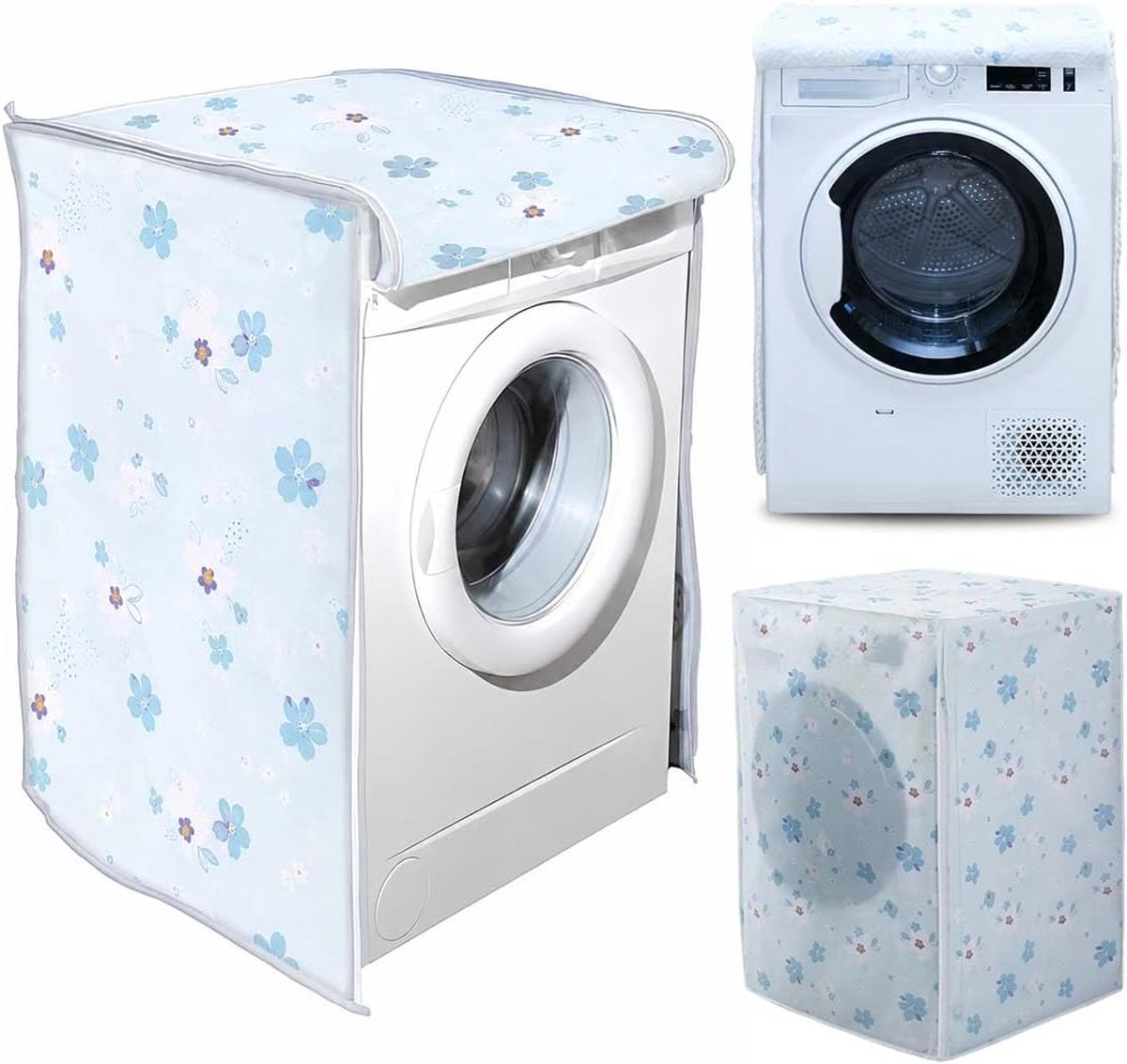 wasmachinehoes 63 x 62 x 85 cm - waterdicht PEVA - bloemenprint - optimale bescherming voor wasmachine - ShopVlot