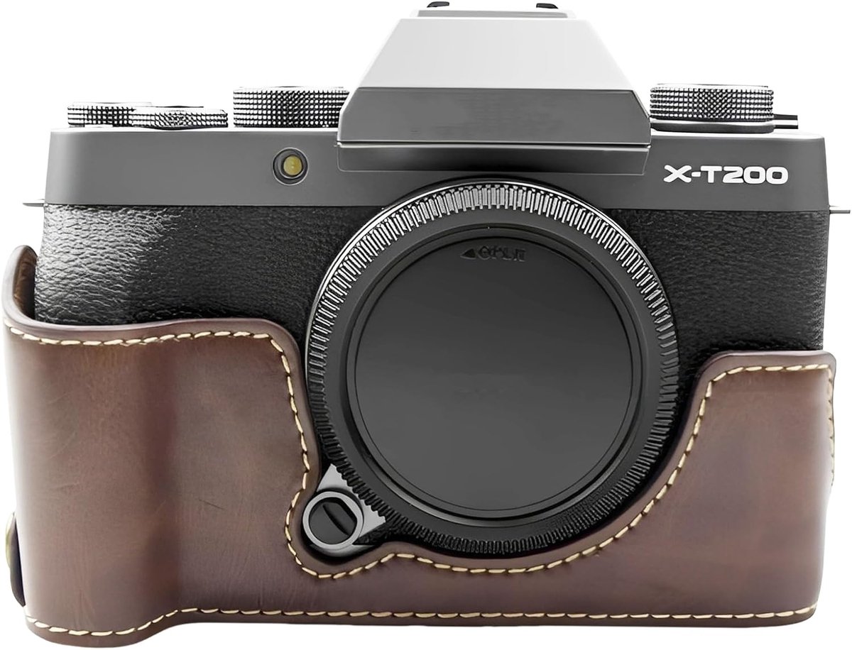Camera case voor Fuji X-T200 - PU leren halftas - met onderopening en handvat - eenvoudig te dragen - ShopVlot