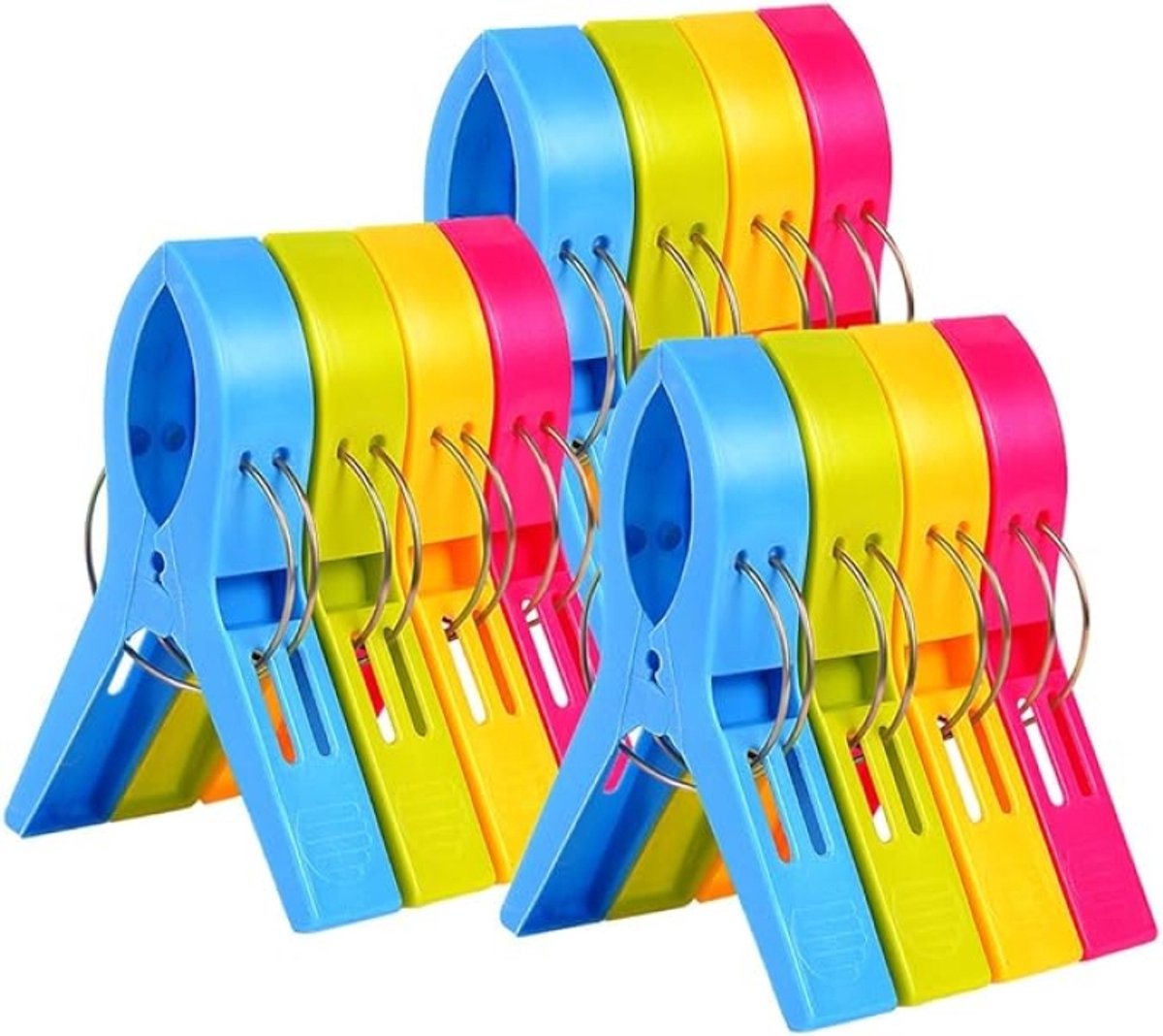 Arvion Grote Wasknijpers - 12 Stuks Handdoekklemmen - Strandlinnenclips voor Zwembad en Tuinstoel - Winddicht en Antislip