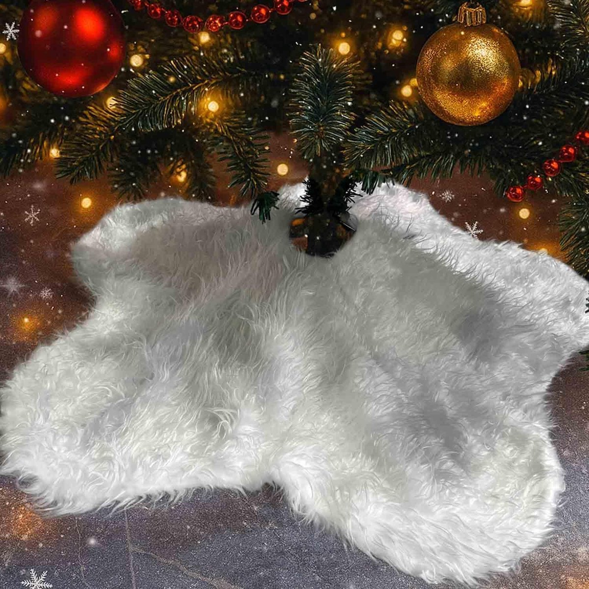 Kerstdboomrok stervorm 90 cm - Witte kerstboomdeken - Hoogwaardige pluche stof - Beschermt uw vloer - ShopVlot