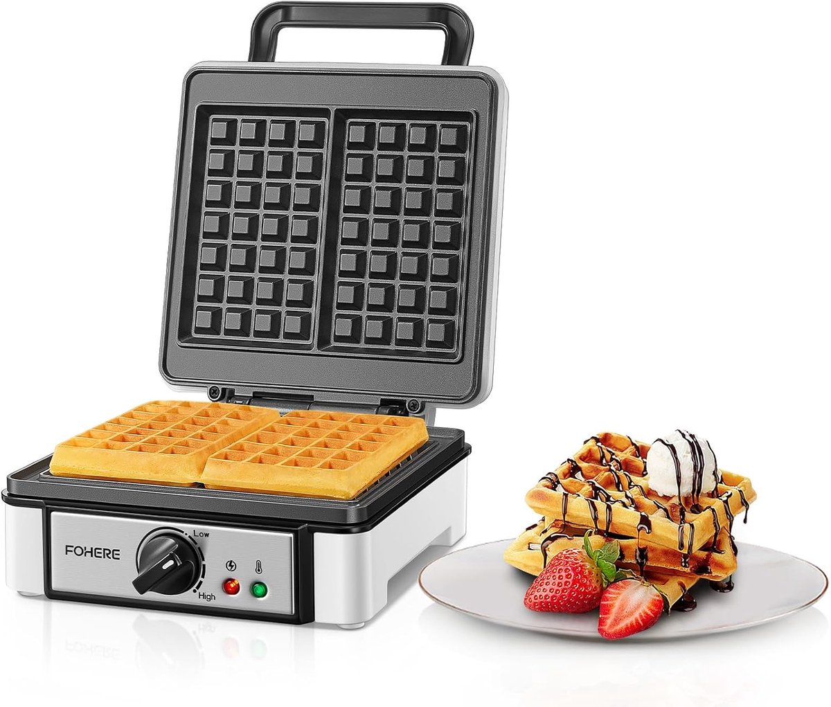 Wafelijzer Dubbele Wafel Maker - 1200 W - Antiaanbaklaag - 5 Instellingen voor Perfecte Wafels - ShopVlot