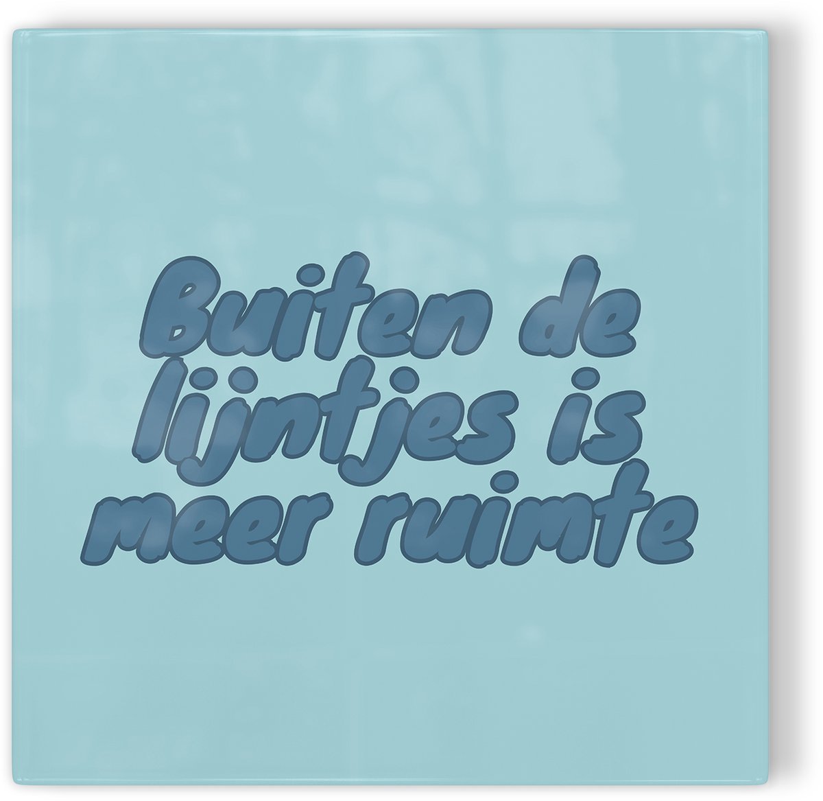 Tegeltje Buiten de lijntjes is meer ruimte - blauw - tegeltje inspiratie - tegeltje met tekst