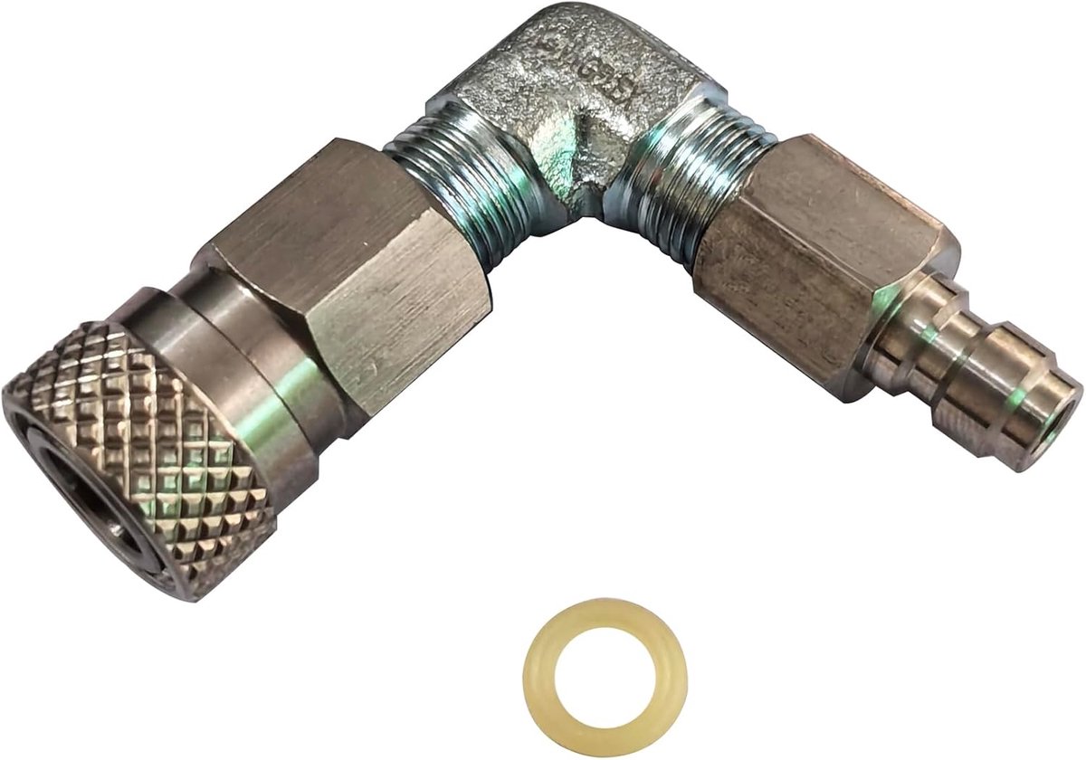 Quick coupling 8mm - 90 graden adapter - roestvrij staal - betrouwbare verbinding zonder luchtlekkage - ShopVlot