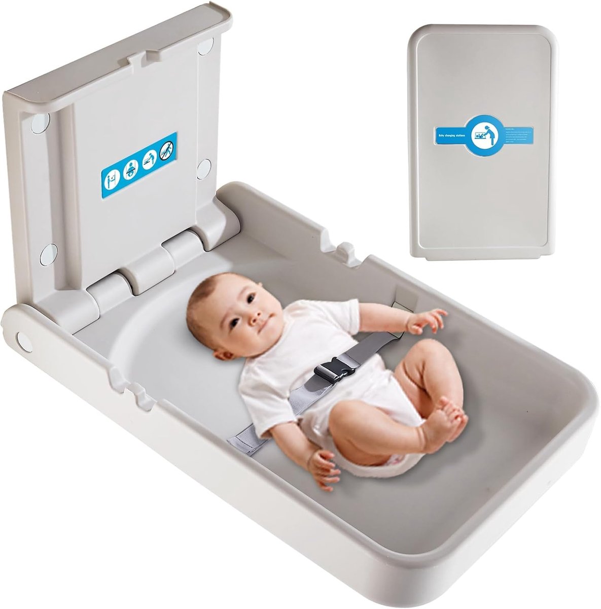 Wandmontage commode voor baby - HDPE materiaal - Veiligheidsgordel - Handig voor commerciële toiletten - ShopVlot