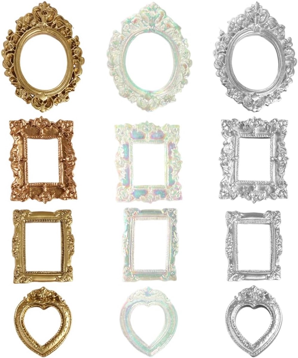 Mini-fotolijsten 12 stuks - barokke stijl - gouden en zilveren afwerking - voor fotowand en decoratie - ShopVlot