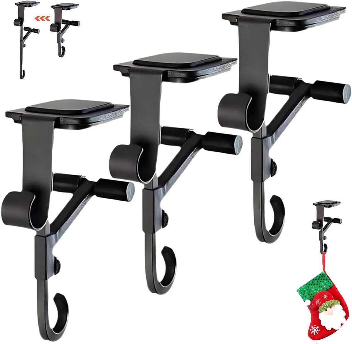 Kerstsokhouders set van 3 - Verstelbare metalen haak - Geen boren nodig - Organiseer je kerstversiering - ShopVlot