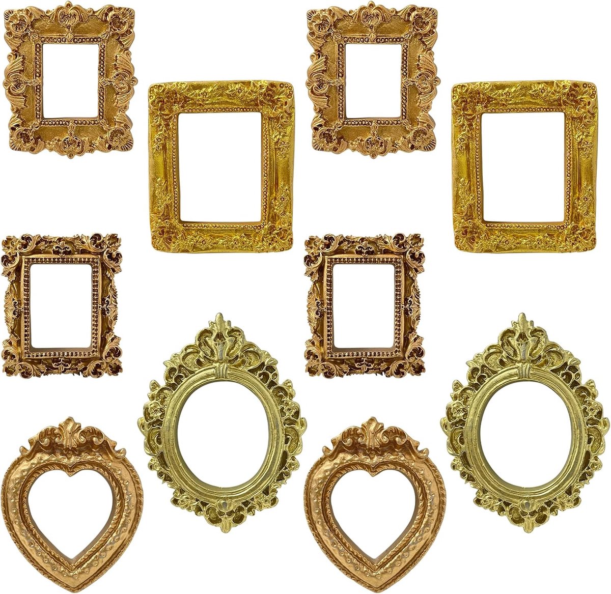 Mini-fotolijst vintage - 10 stuks - barokstijl - antieke gouden afwerking voor woondecoratie - ShopVlot