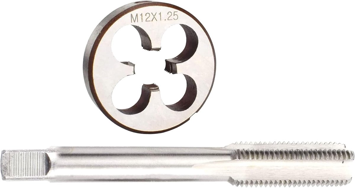 Tap en die set M12 x 1.25mm - metaal - voor schroefdraadbewerking - ideaal voor het maken van schroefgaten - ShopVlot