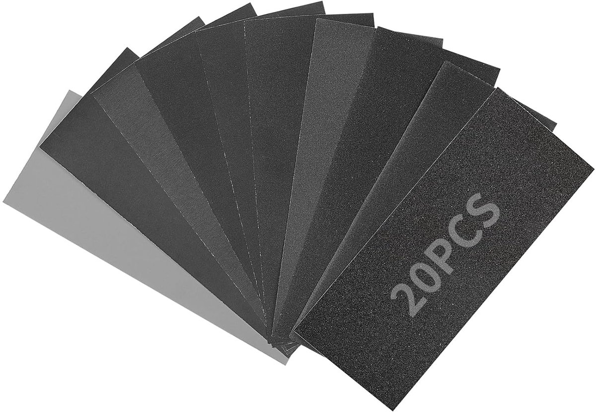 Schuurpapier 93 x 230 mm - waterbestendig - 20 stuks van 120 tot 3000 korrel - voor hout, metaal en kunststof - ShopVlot