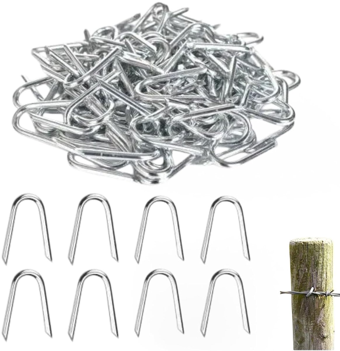 U-nagels 200 stuks - 20 x 13 mm - gegalvaniseerd staal - ideaal voor buitenhekken - ShopVlot