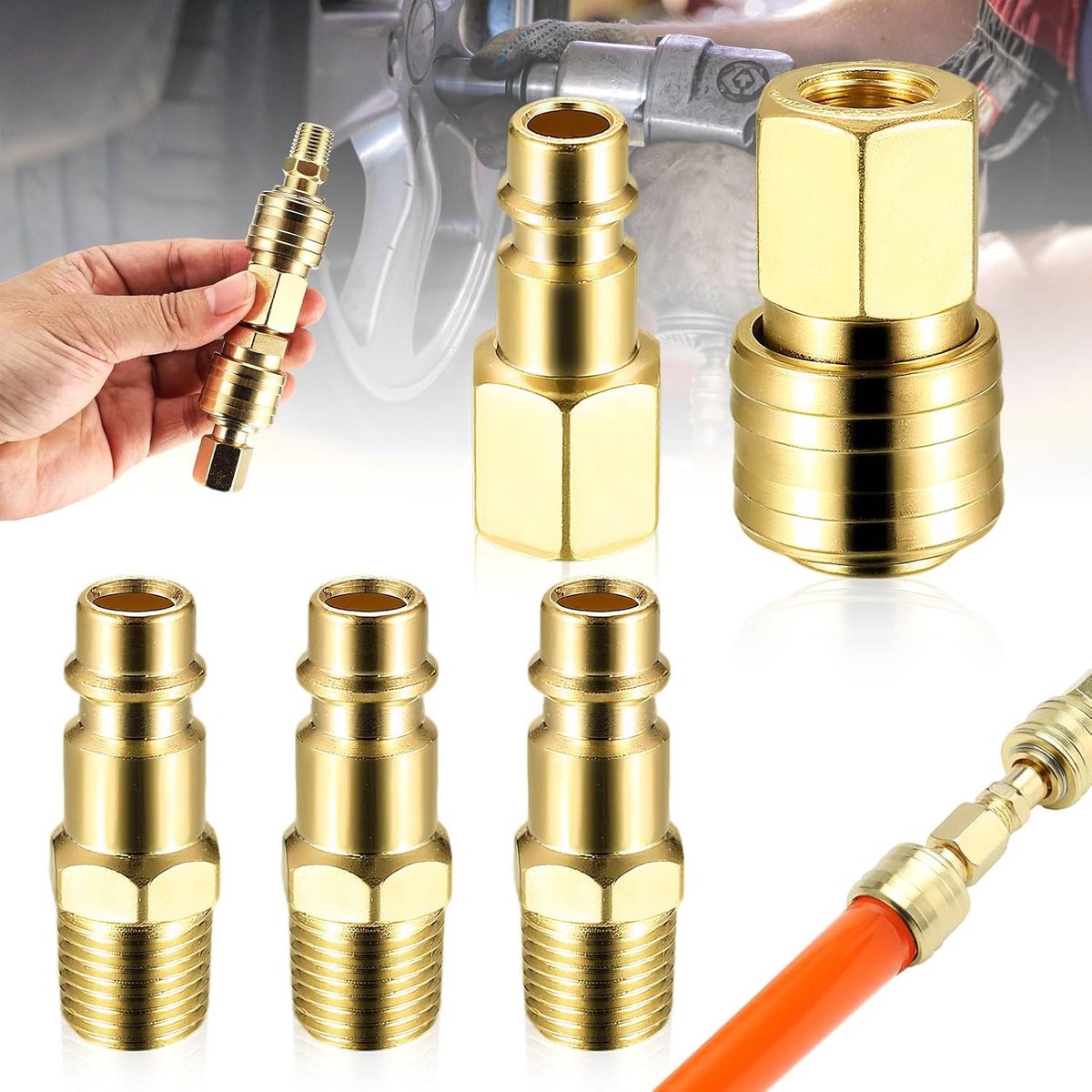 Gecomprimeerde lucht aansluiting 1/4" BSP - Quick koppeling - Geschikt voor compressoren - Eenvoudige installatie - ShopVlot
