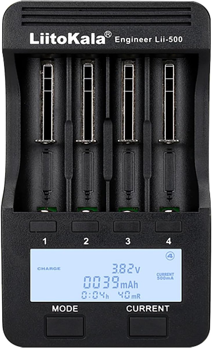 Batterijlader met LCD-display - 4 Compartimenten - Geschikt voor Li-ion en Ni-MH - Ideaal voor thuisgebruik - ShopVlot