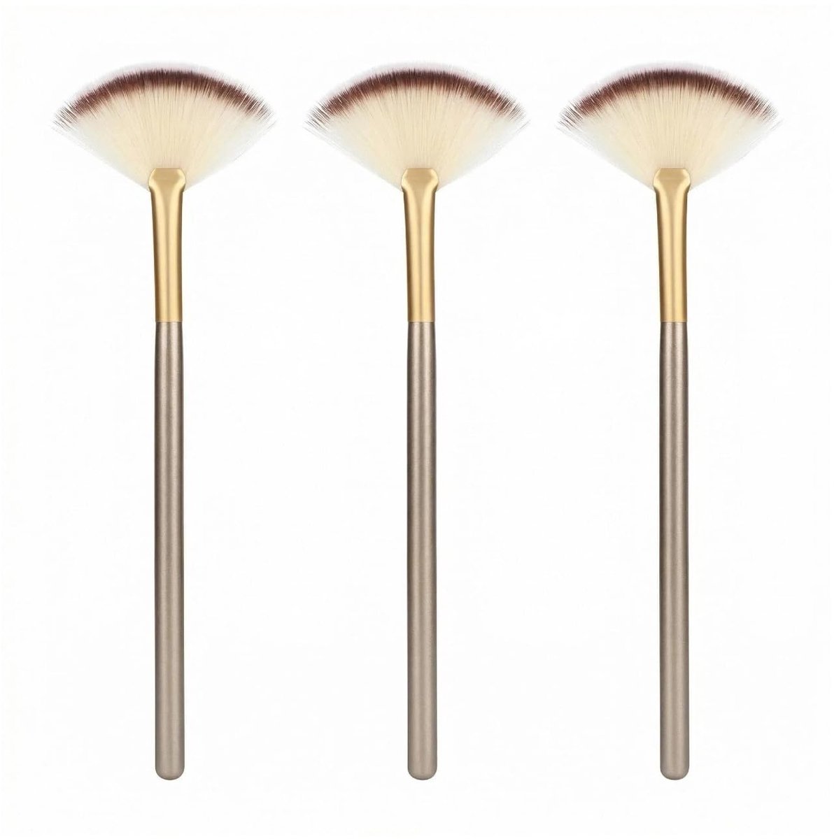 Waaierkwasten set 3-delig - houten handvat - voor gezichtsmaskers en cosmetica - ShopVlot