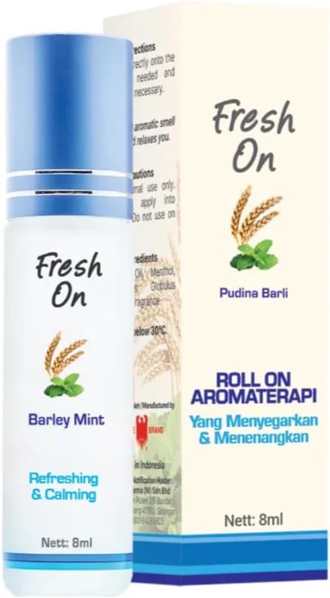 Aromatherapie roll-on 10 ml - Barley Mint - RVS applicator - Verfrissende geur voor dagelijks gebruik - ShopVlot