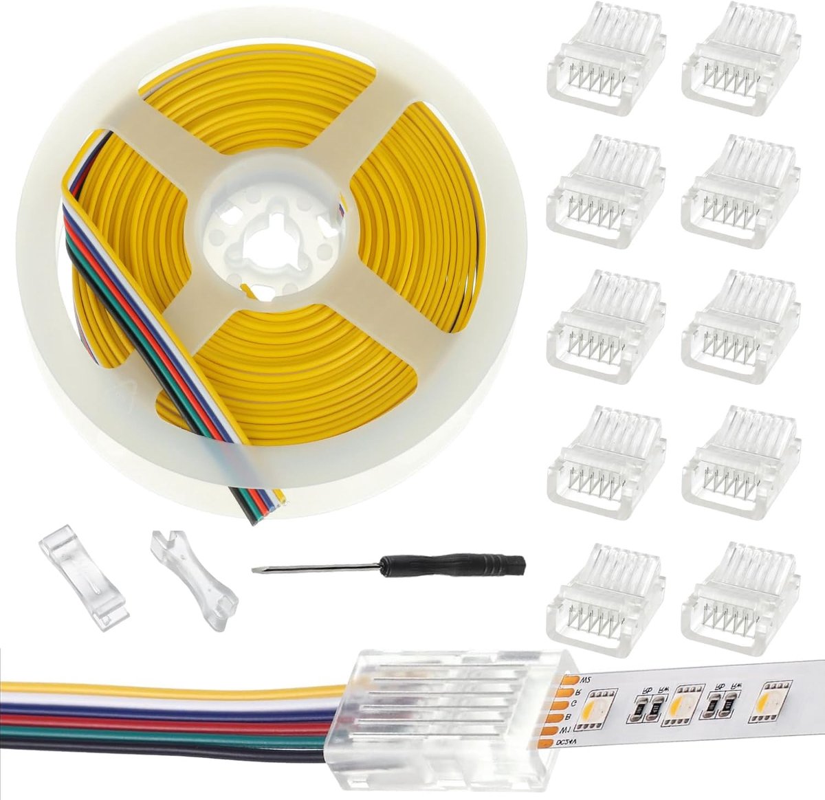 LED strip connectors set van 10 - 6 pin, 12mm - RGB verlichting - eenvoudig aan te sluiten voor sfeervolle verlichting - ShopVlot