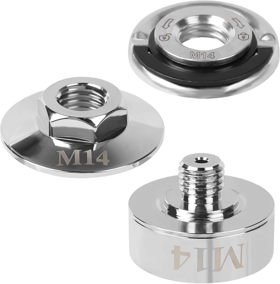 Grinder adapter kit M14 en 5/8 inch - RVS X Lock adapter - Robuuste flensmoer - Voor snijdisk en slijpschijven - ShopVlot