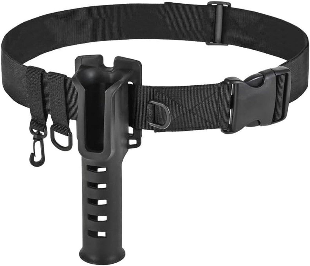Draagbare hengelpaal houder - verstelbare wader riem - zwart - ideaal voor surf casting - ShopVlot