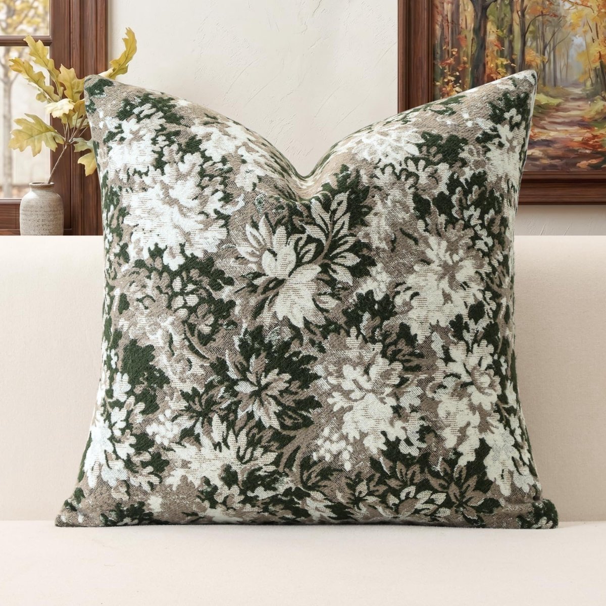 Kussenhoes 50 x 50 cm - fluweel - bloemenmotief in retrostijl - stijlvolle decoratie voor bank of slaapkamer - ShopVlot