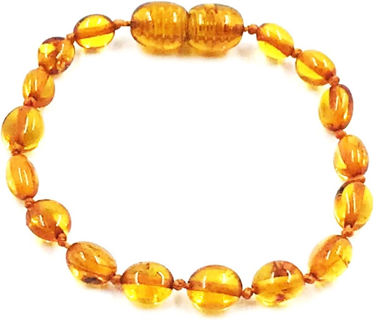 Amber armband/anklet 14 cm - 100% echt Baltisch amber - handgemaakt - unieke natuurlijke uitstraling - ShopVlot