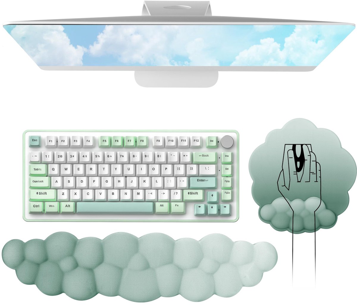 Toetsenbord muismat met polssteun - ergonomisch geheugenschuim - antislip basis - comfortabel typen/gamen - ShopVlot