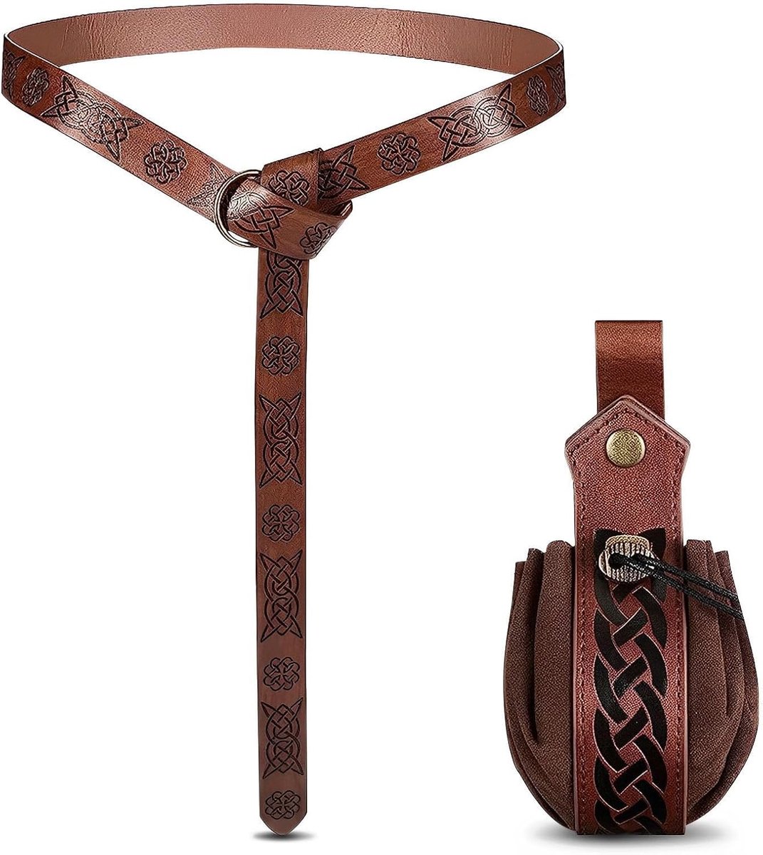 Halloween kostuumaccessoires set van 2 - middeleeuwse faux leren riem - riemtas en vintage stijl - ShopVlot