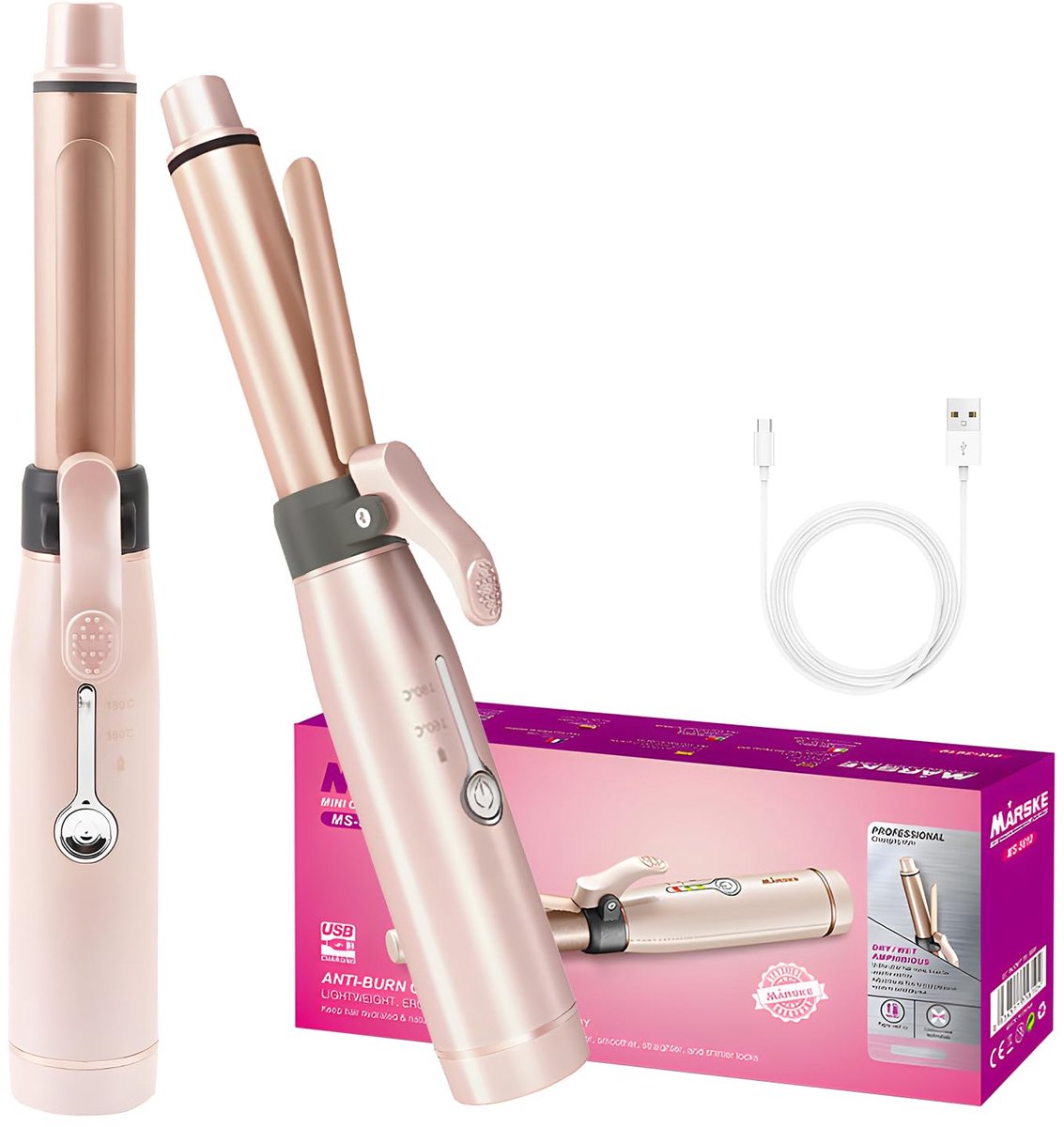 Draadloze haarkruller 19mm - keramische krultang - 2 warmtestanden - ideaal voor lang en kort haar - ShopVlot