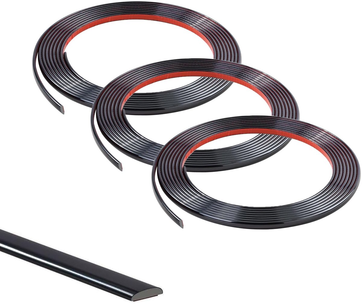 Zwarte flexibele sierlijst 15 m - zelfklevend PVC - 12 mm breed - ideaal voor decoratie - ShopVlot