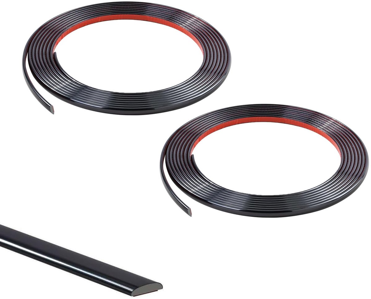 Zwarte flexibele sierlijst 40 m - zelfklevende PVC randstrip - 8 mm - ideaal voor decoratie - ShopVlot