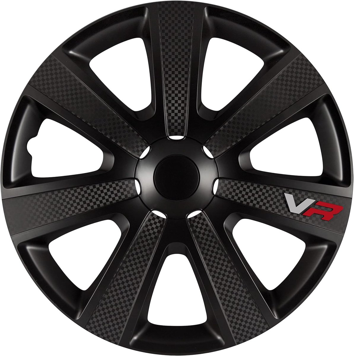 SnelShoppen - 4-Delige Wieltrim Set 16-inch Zwart/Carbon Look met Logo - ABS Kunststof - Auto Accessoires voor een Nieuwe Look