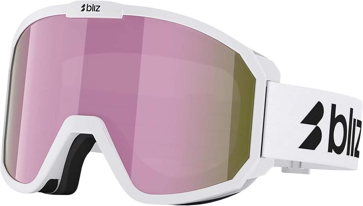 Skibril unisex - mat wit met zwart logo - bruin - perfect voor winterse avonturen - ShopVlot