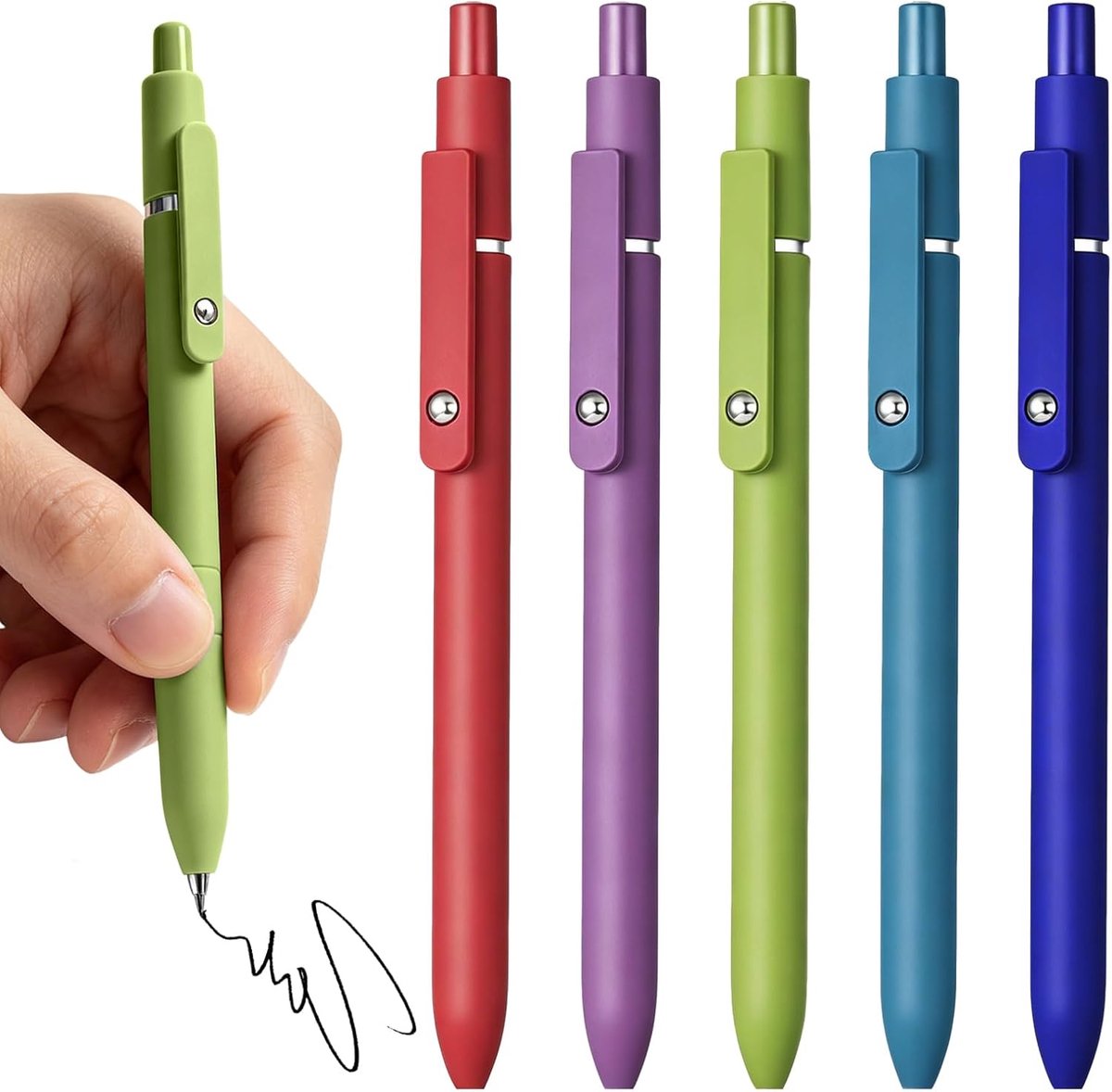 Gelpen 5 Stuks - Terugtrekbaar 0.5mm - Zwart Inkt - Perfect voor School en Kantoor - ShopVlot