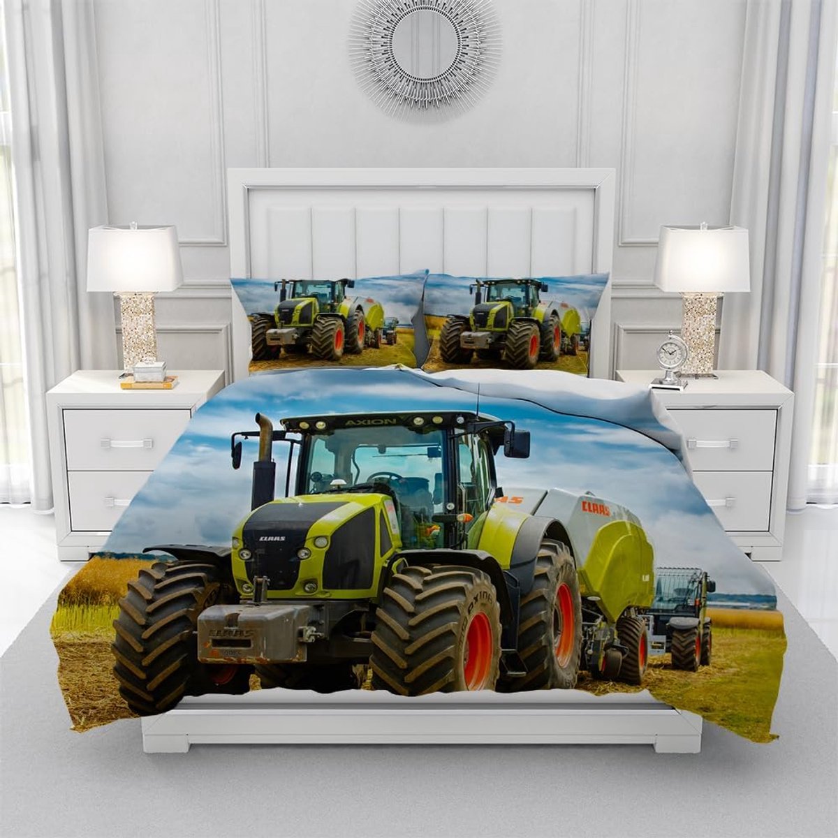 Dekbedovertrek Tractor 135 x 200 cm - 3D Print Microfiber - Zacht en Ademend - Perfect voor Kinderen - ShopVlot