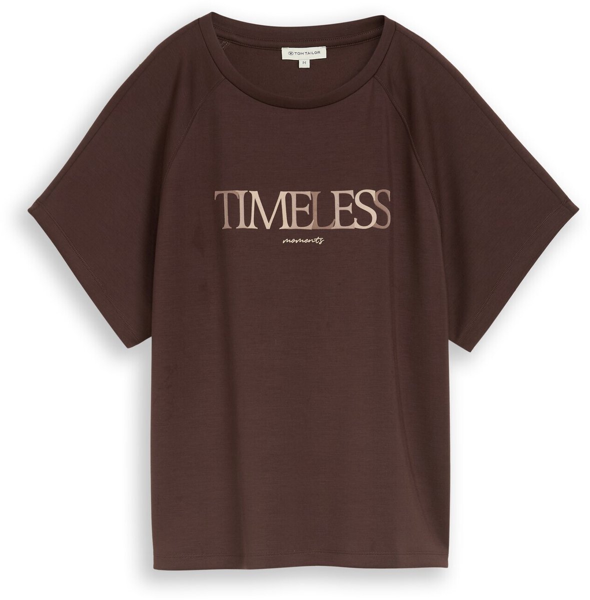 Tom Tailor - Scuba T-shirt met opschrift - Maat M - java dark brown