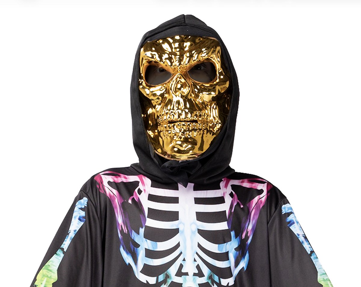 Joya Party® Gouden Skelet Masker Volwassenen | Halloween Masker | Skull Mask | Goud Masker met Elastische Band | Horror Masker | Verkleed Accessoire | One Size
