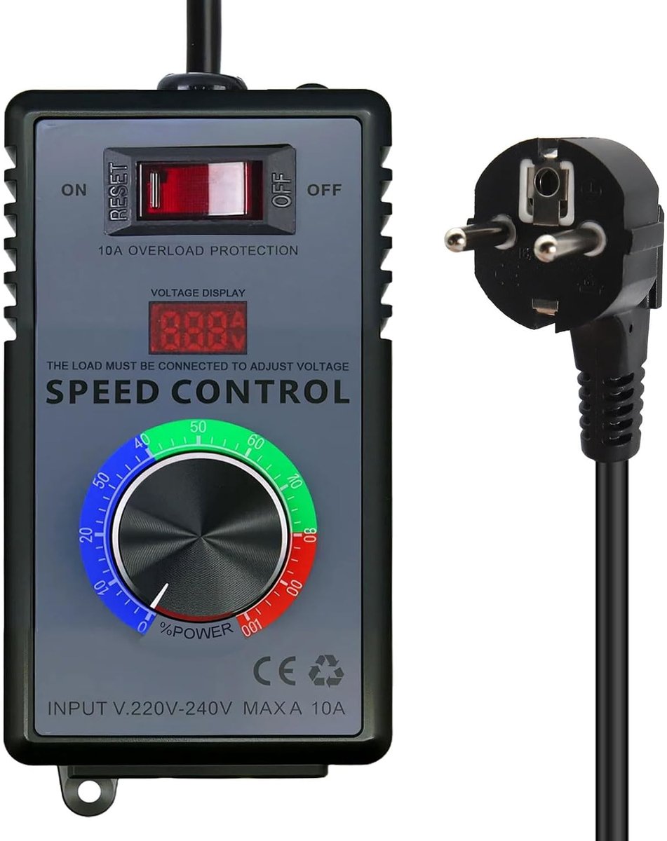 Voltage regulator 4000 W - AC 230 V - 10 A - voor motoren en gereedschap - ShopVlot