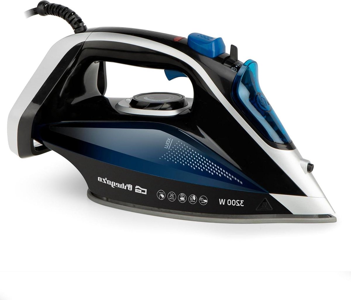 Stoomstrijkijzer - Strijkijzer met stoom - Kreukvrij maken - Keramische zool - 3200 Watt - Blauw