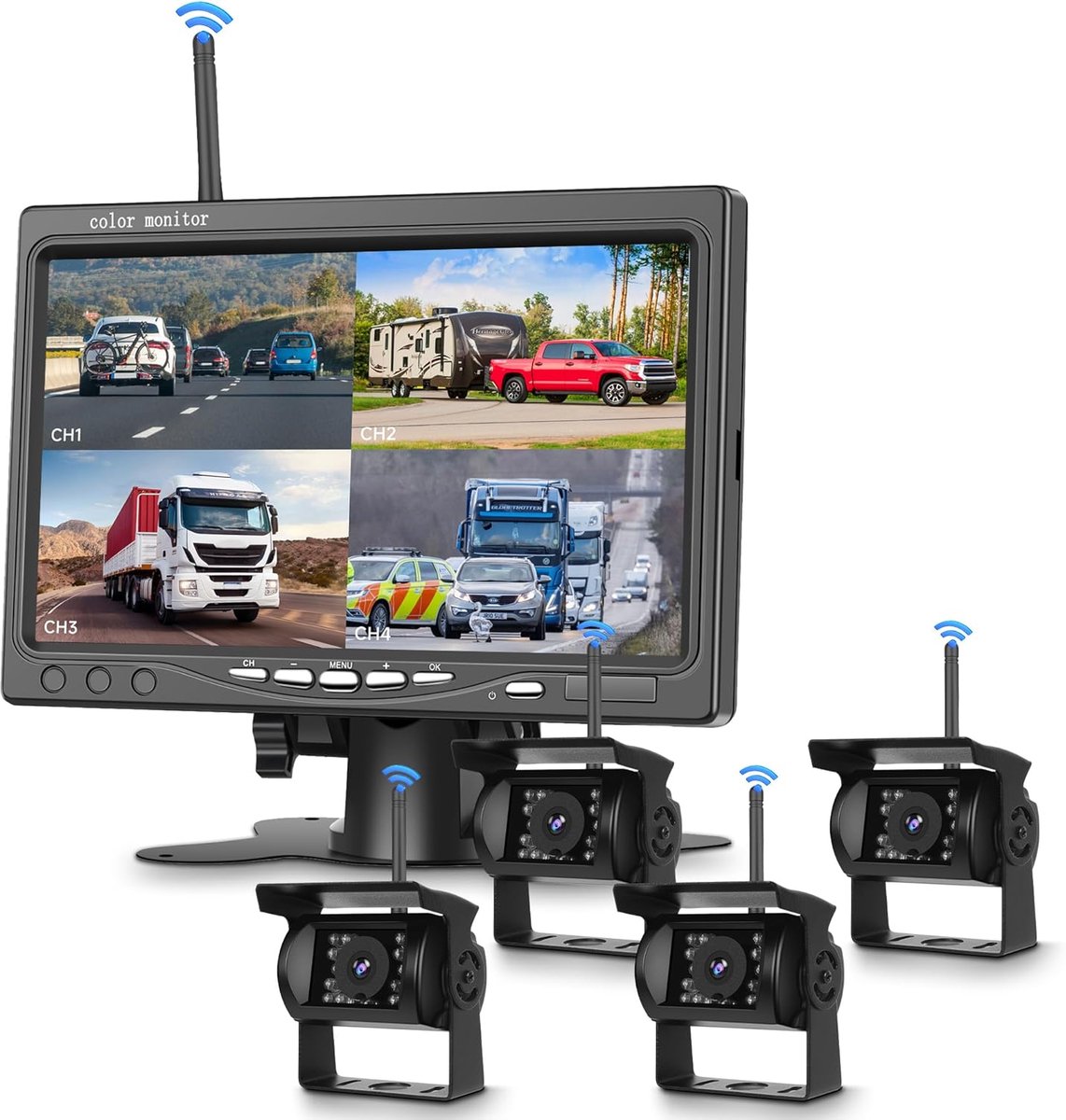 Draadloze achteruitrijcamera 4-camera set - eenvoudig te installeren - helder beeld - voor optimale veiligheid - ShopVlot