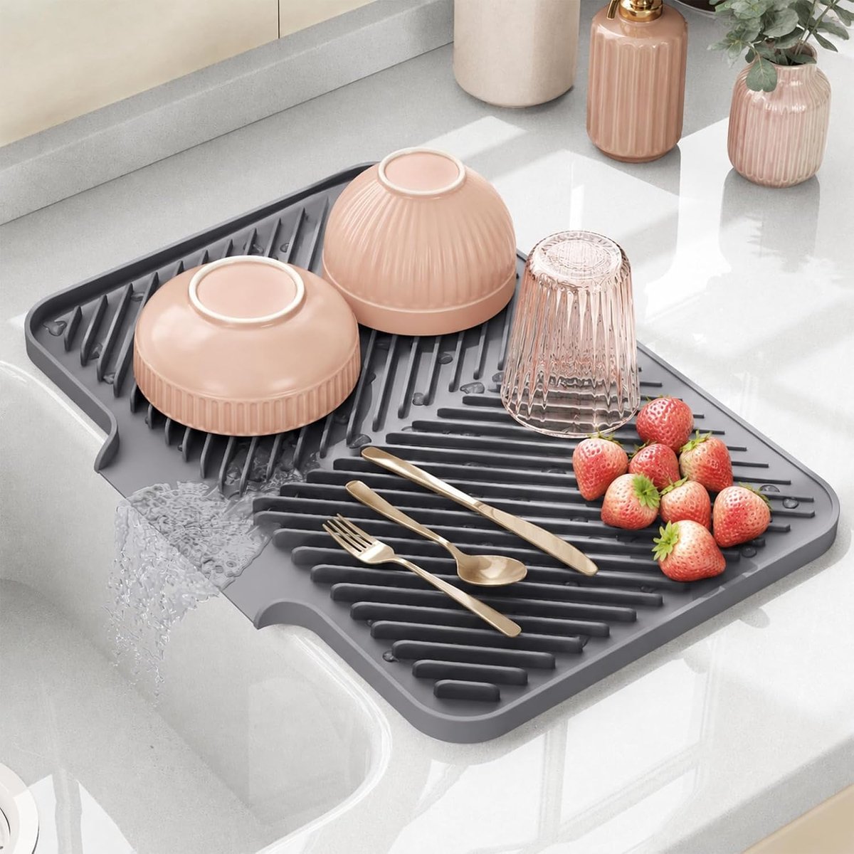 Afvoermat 37 x 30 cm - Siliconen Afvoermat - Antislip - Houdt de keuken schoon en droog. - ShopVlot