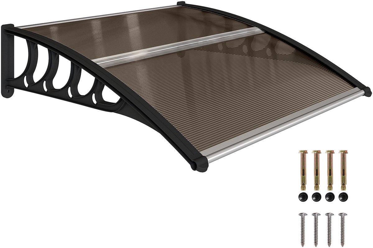 Outsunny Deurluifel - Polycarbonaat - 103x96,5x27cm - Bruin