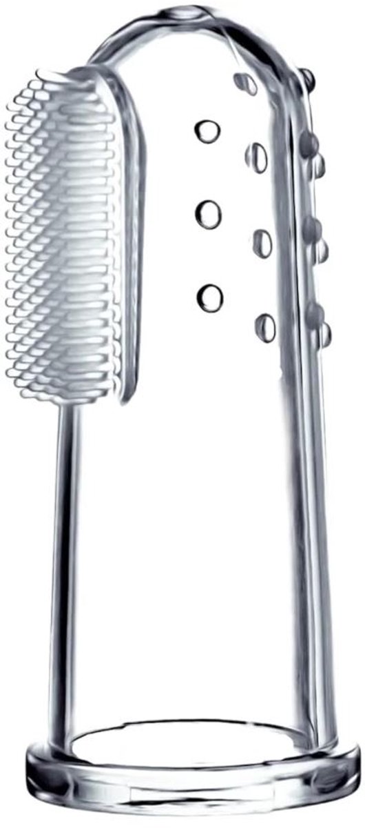 2x Vingertandenborstel - Baby tandenborstel - Tandenborstel op vinger - Siliconen tandenborstel - Vingerborstel dieren - Finger toothbrush - Transparant - Siliconen - Jonyx