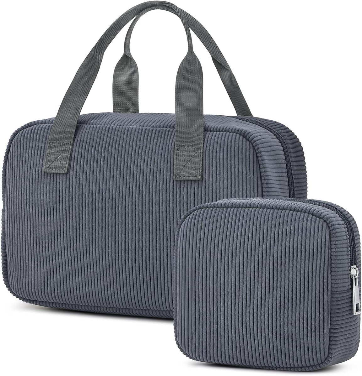 Cosmetic bag groot - corduroy toilettas - met vakken - overzichtelijke organisatie - ShopVlot