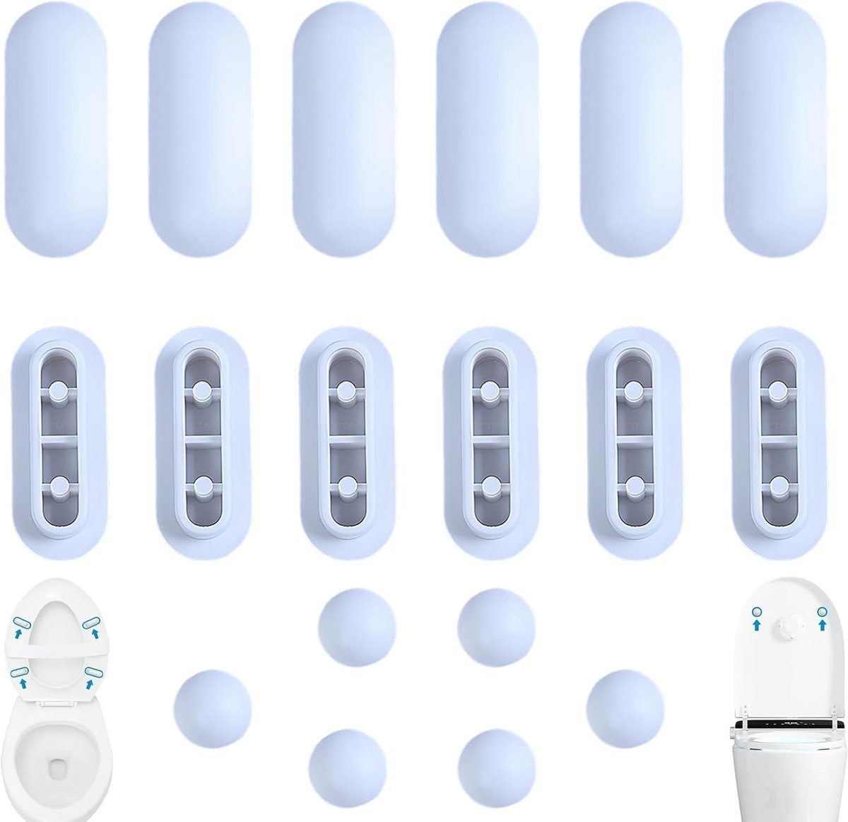 Toiletzitting Buffer 18 Stuks - EVA en LDPE - Schokabsorberend - Bescherming tegen krassen - ShopVlot