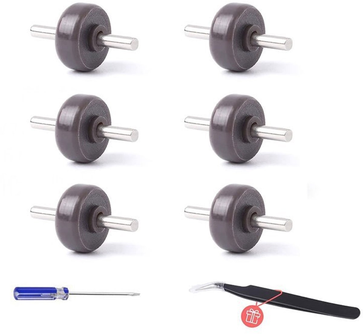 6 stuks - Geschikt voor Dyson V6 V7 V8 V10 V11 V15 - wiel - Stofzuigeraccessoires - assen + zwenkwielen - met schroevendraaier
